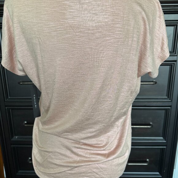 Tahari Subtle Shimmer Pale Pink Extended Shoulder Top M EUC! - Picture 2 of 3